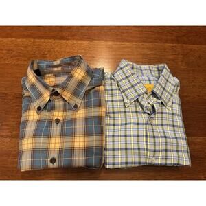 Lot Of 2 Medium Robert Talbott Long Sleeve Plaid Dress Shirts Button Down Collar